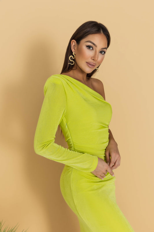 Lemon single shoulder maxi dress