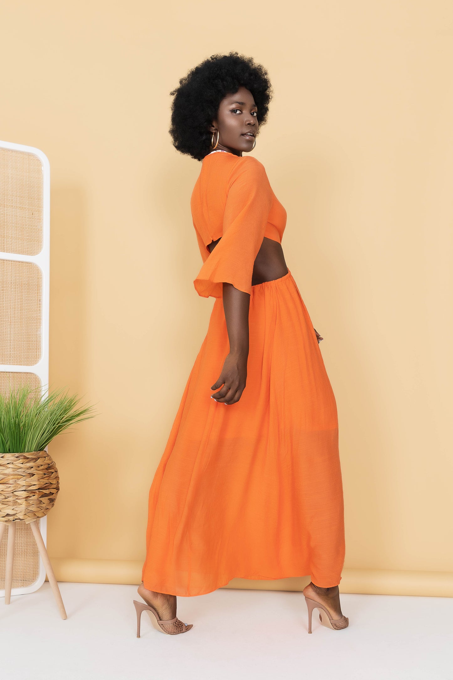 Orange summery maxi dress