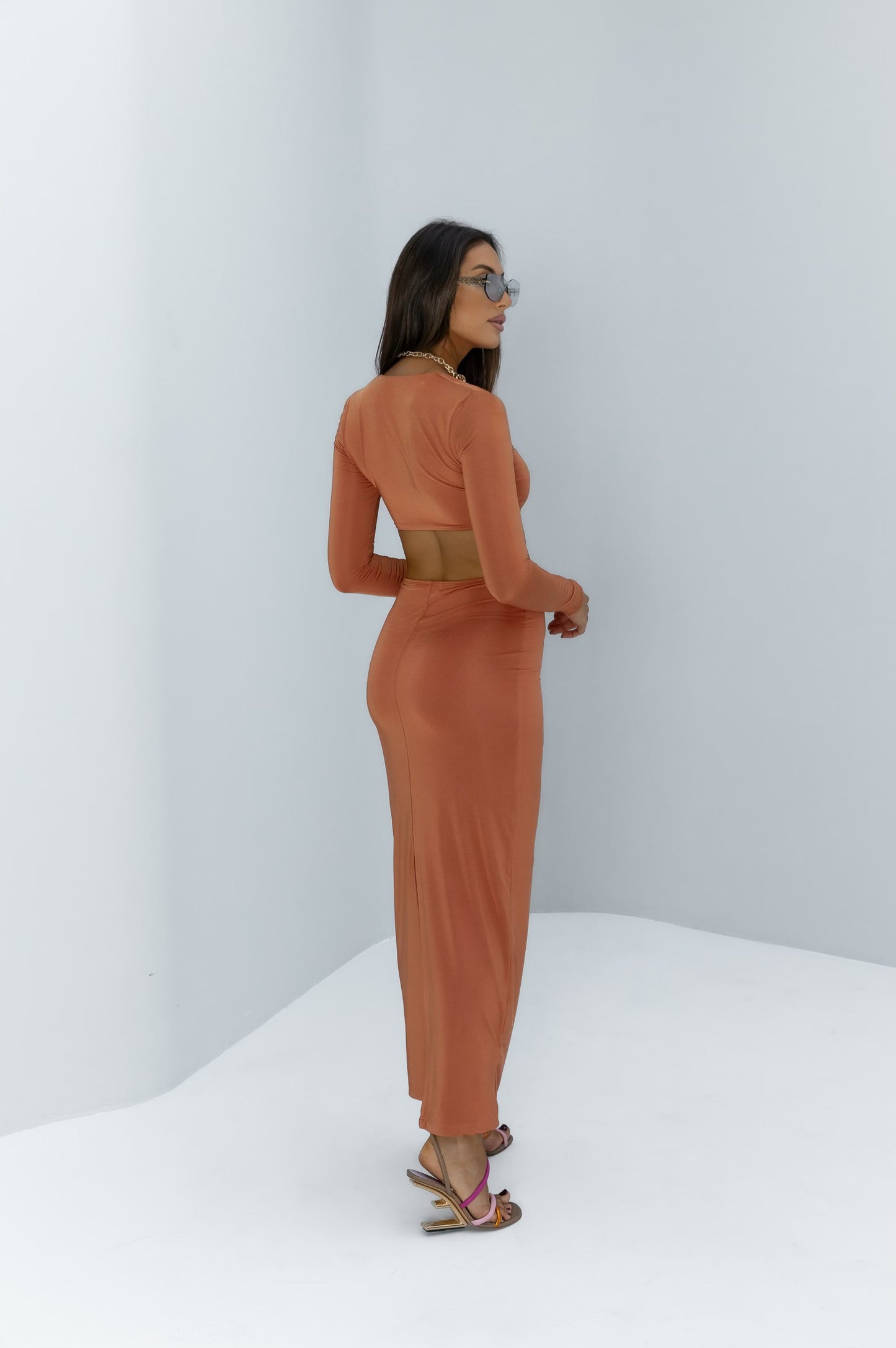 Terracotta top and skirt