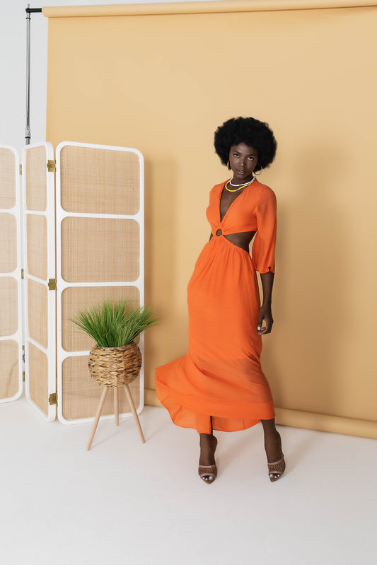 Orange summery maxi dress